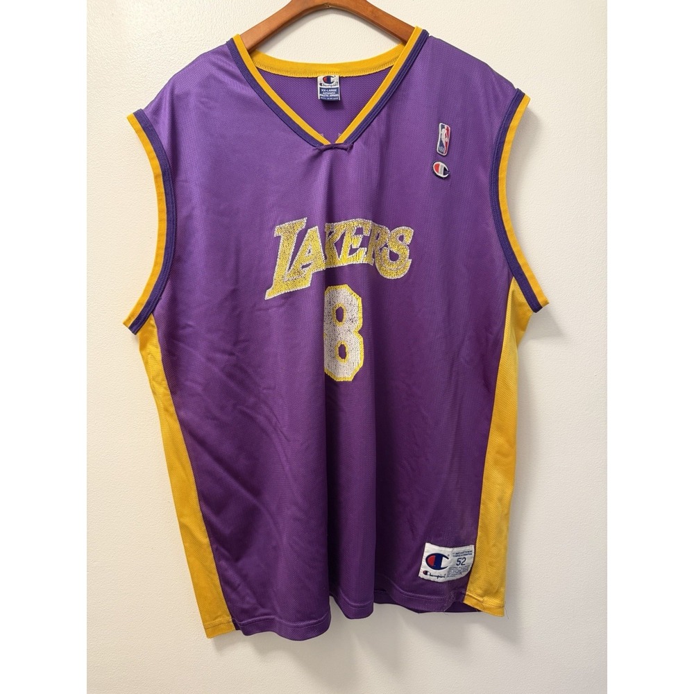 VTG 1996 CHAMPION NBA US Mens 2XL Los Angeles Lakers Kobe Bryant #8 Black Jersey